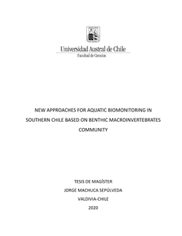 New Approaches for Aquatic Biomonitoring in Southern Chile Based on Benthic Macroinvertebrates Community