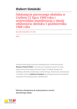 Czelinie 22 Lipca 1960 Roku I Wojewódzka Manifestacja Z Okazji Odsłonięcia Obelisku 5 Października 1968 Roku