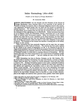 Isidor Gerstenberg (1821-1876) 1 Founder of the Council of Foreign Bondholders