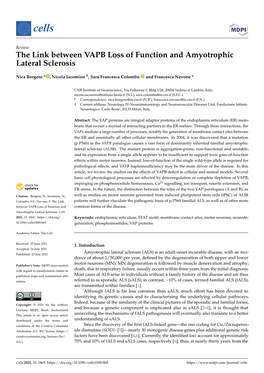 The Link Between VAPB Loss of Function and Amyotrophic Lateral Sclerosis