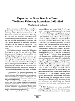 Exploring the Great Temple at Petra: the Brown University Excavations, 1993-1996 Martha Sharp Joukowsky