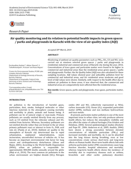 Research Paper Air Quality Monitoring and Its Relation to Potential Health