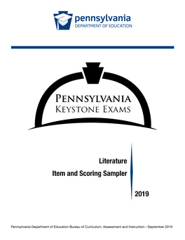 Keystone Exam Literature Item and Scoring Sampler