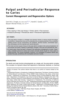 Pulpal and Periradicular Response to Caries Current Management and Regenerative Options