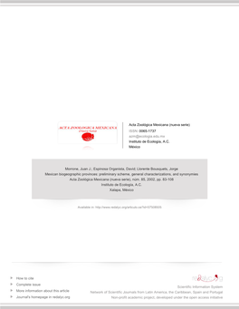 Redalyc.Mexican Biogeographic Provinces: Preliminary Scheme