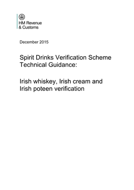 Spirit Drinks Verification Scheme Technical Guidance: Irish Whiskey