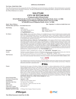 City of Pittsburgh General Obligation Bond