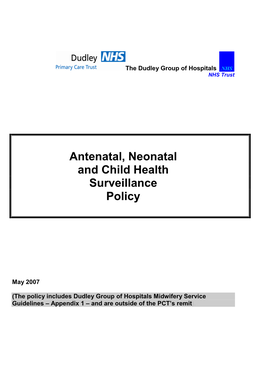 Antenatal, Neonatal and Child Health Surveillance Policy