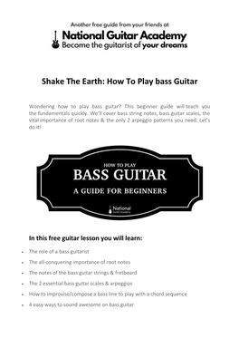 Shake the Earth: How to Play Bass Guitar