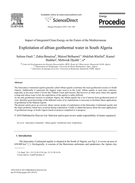 Exploitation of Albian Geothermal Water in South Algeria