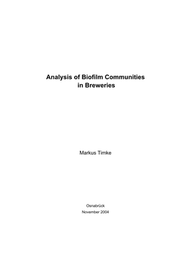 Analysis of Biofilm Communities in Breweries