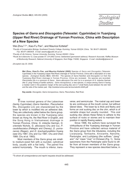 Species of Garra and Discogobio (Teleostei: Cyprinidae) In