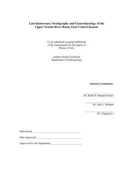 Late-Quaternary Stratigraphy and Geoarchaeology of the Upper Neosho River Basin, East-Central Kansas