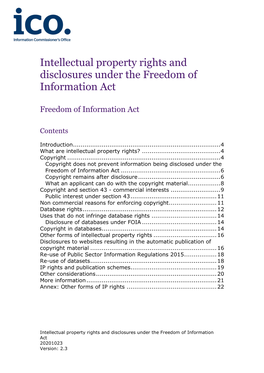 Intellectual Property Rights and Disclosures Under the Freedom of Information Act