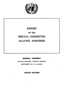 Report Speciaij Committee Against Apartheid