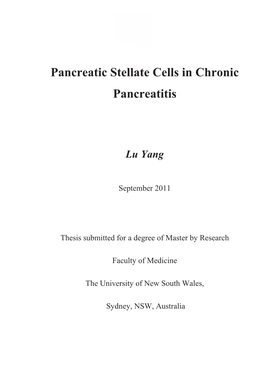 Pancreatic Stellate Cells in Chronic Pancreatitis