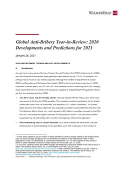 Global Anti-Bribery Year-In-Review: 2020 Developments and Predictions for 2021