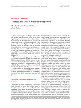 Tobacco and CVD: a Historical Perspective