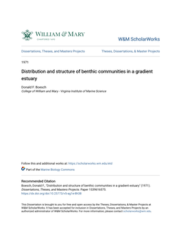 Distribution and Structure of Benthic Communities in a Gradient Estuary