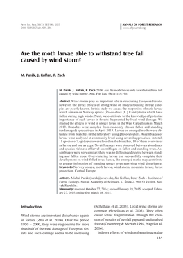 Are the Moth Larvae Able to Withstand Tree Fall Caused by Wind Storm?