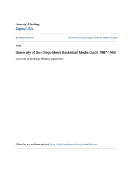 University of San Diego Men's Basketball Media Guide 1987-1988