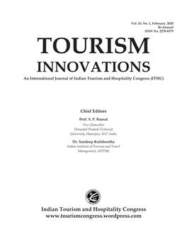 TOURISM INNOVATIONS an International Journal of Indian Tourism and Hospitality Congress (ITHC)