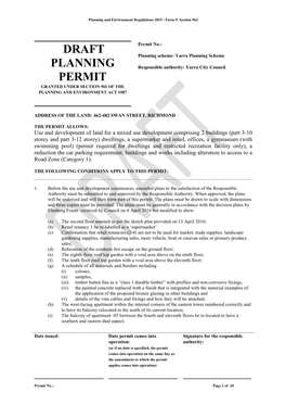 Draft Planning Permit