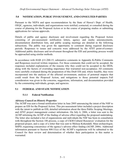 Draft Environmental Impact Statement – Advanced Technology Solar Telescope (ATST)