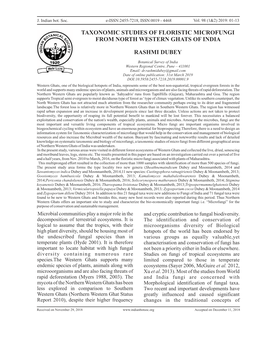 Taxonomic Studies of Floristic Microfungi from North Western Ghats of India