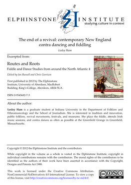 Contemporary New England Contra Dancing and Fiddling