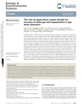 The Role of Supercritical Carbon Dioxide for Recovery of Shale Gas and Sequestration in Gas Cite This: Energy Environ