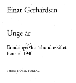 Einar Gerhardsen Unge År