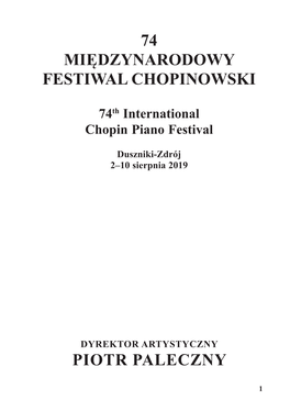 Piotr PA Lecz Ny 74 Międzynarodowy Festiwal Chopinowski