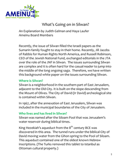 What's Going on in Silwan?