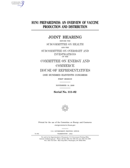 H1n1 Preparedness: an Overview of Vaccine Production and Distribution