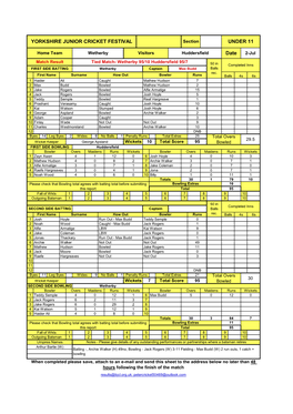 Junior Email Score Sheet