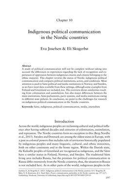 Indigenous Political Communication in the Nordic Countries