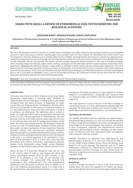 Uraria Picta (Jacq.): a Review on Ethnomedical Uses, Phytochemistry, and Biological Activities