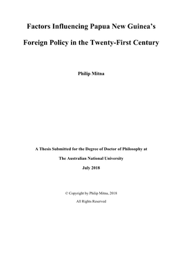 Factors Influencing Papua New Guinea's Foreign Policy in The