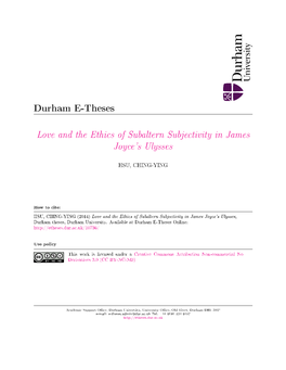 Love and the Ethics of Subaltern Subjectivity in James Joyce's Ulysses