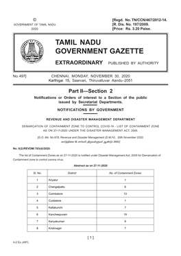 497] CHENNAI, MONDAY, NOVEMBER 30, 2020 Karthigai 15, Saarvari, Thiruvalluvar Aandu–2051