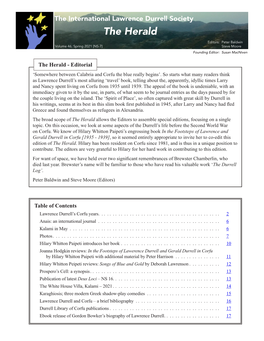 The Herald Editors: Peter Baldwin Volume 46; Spring 2021 [NS-7] Steve Moore Founding Editor: Susan Macniven