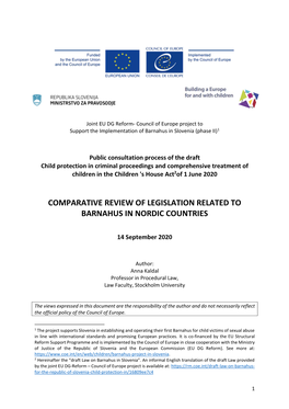 Comparative Review of Legislation Related to Barnahus in Nordic Countries