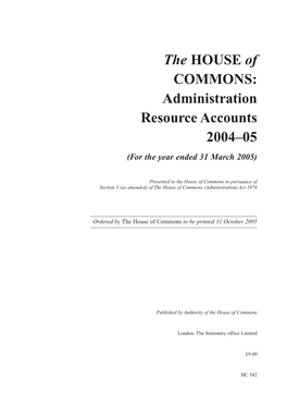 Administration Resource Accounts 2004–05 (For the Year Ended 31 March 2005)