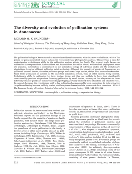 The Diversity and Evolution of Pollination Systems in Annonaceae