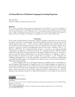 A Critical Review of Pimsleur Language Learning Programs