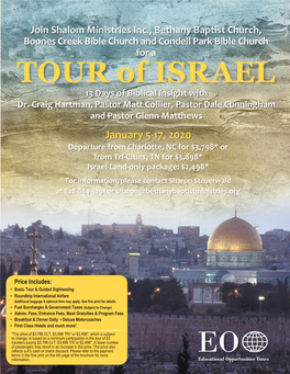 TOUR of ISRAEL 13 Days of Biblical Insight with Dr