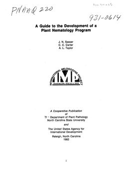 A Guide to the Development of a Plant Nematology Program