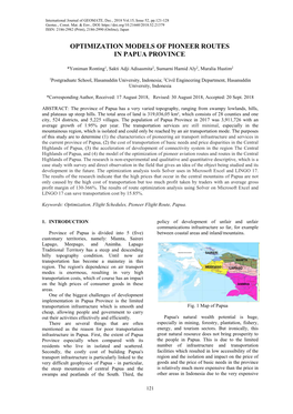 Optimization Models of Pioneer Routes in Papua Province