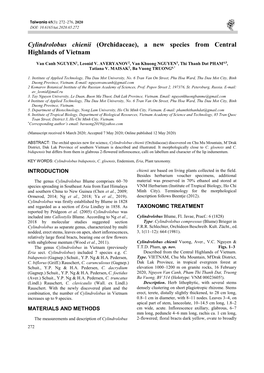 Cylindrolobus Chienii (Orchidaceae), a New Species from Central Highlands of Vietnam